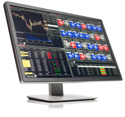 NinjaTrader® trading platform shown on a desktop monitor